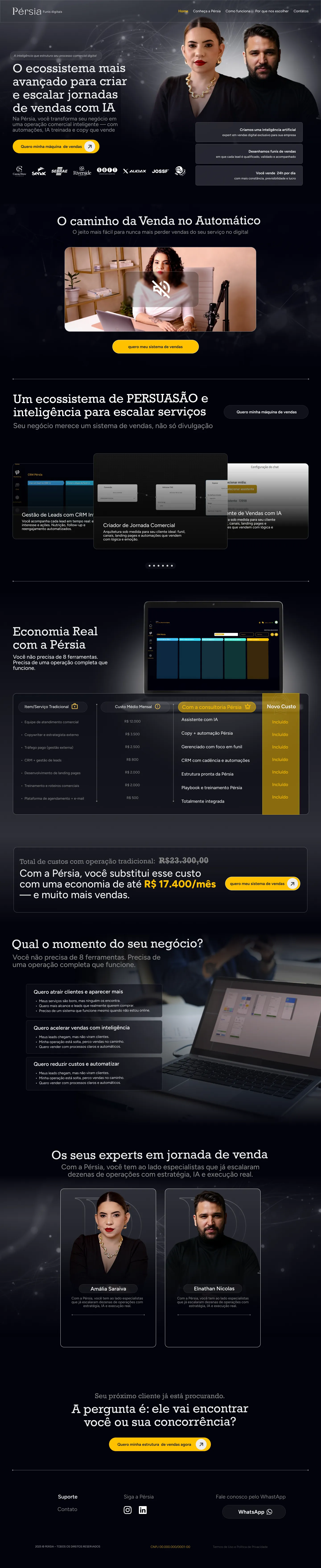Landing page da Pérsia, todas as seções